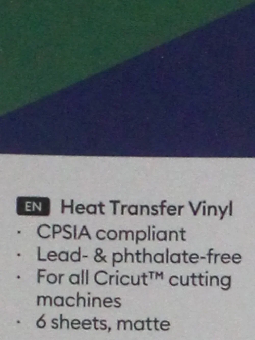 Cricut Iron On Heat Transfer Vinyl Rainbow Sampler Collection - 6 Sheets - NEW